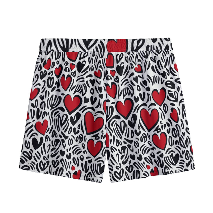Men’s Heart Swim Shorts – Colorful Love Pattern
