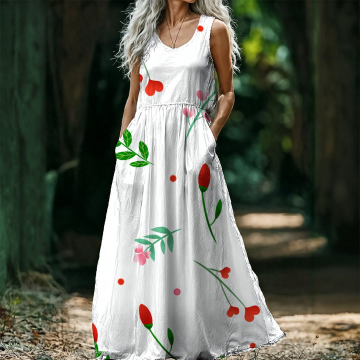 Cherry Blossom Love Women’s Sleeveless Maxi Dress