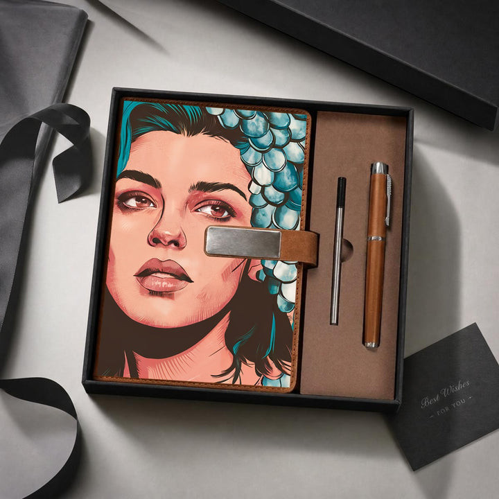 Ocean Woman Notebook Gift Set with Metal Pen