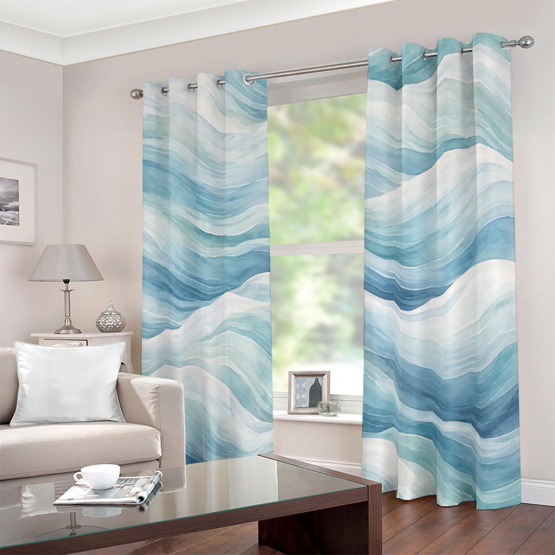 Ocean Blues Blackout Grommet Curtains | Coastal 2-Panel Set