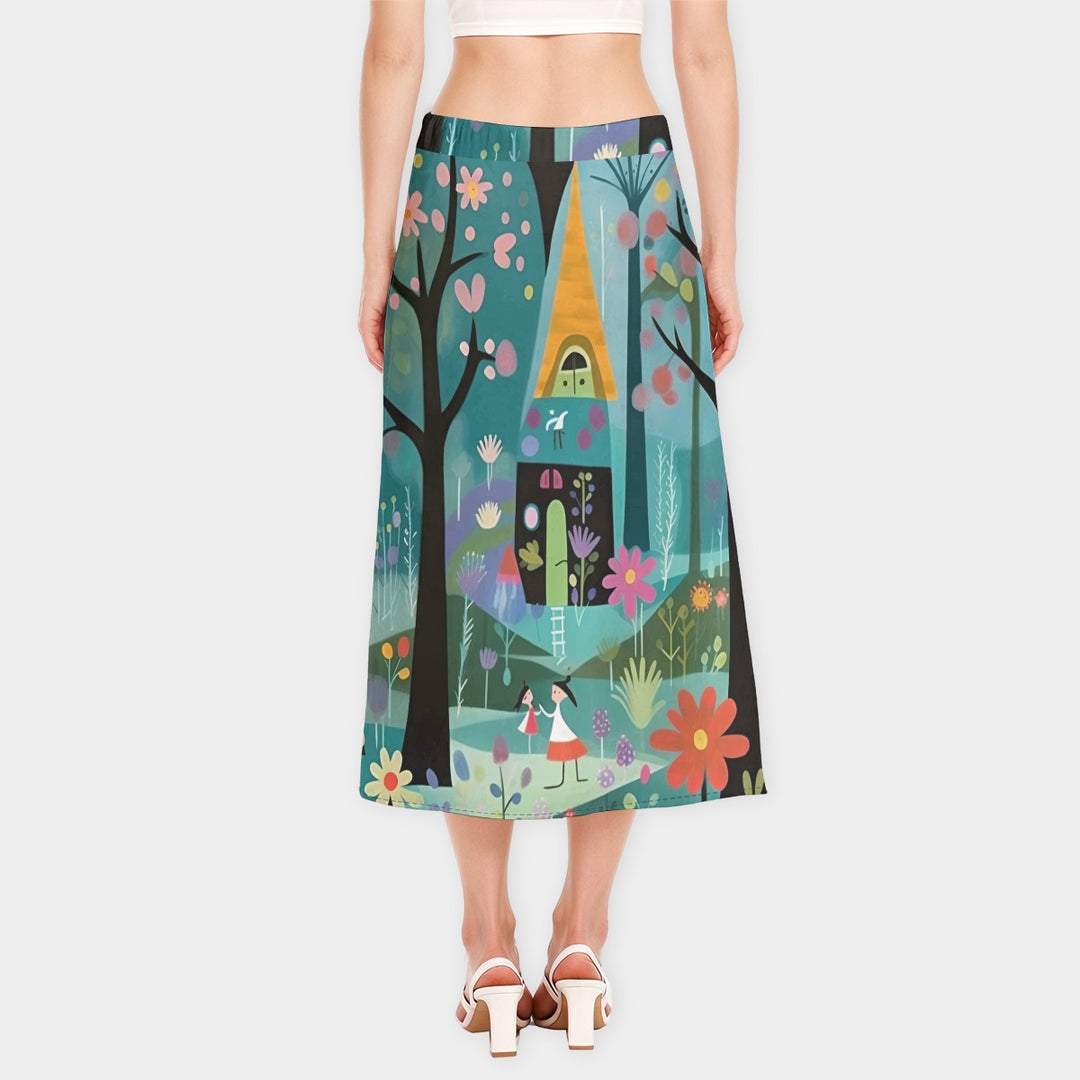 Happy Life Women's High-Waisted Slit Midi Skirt