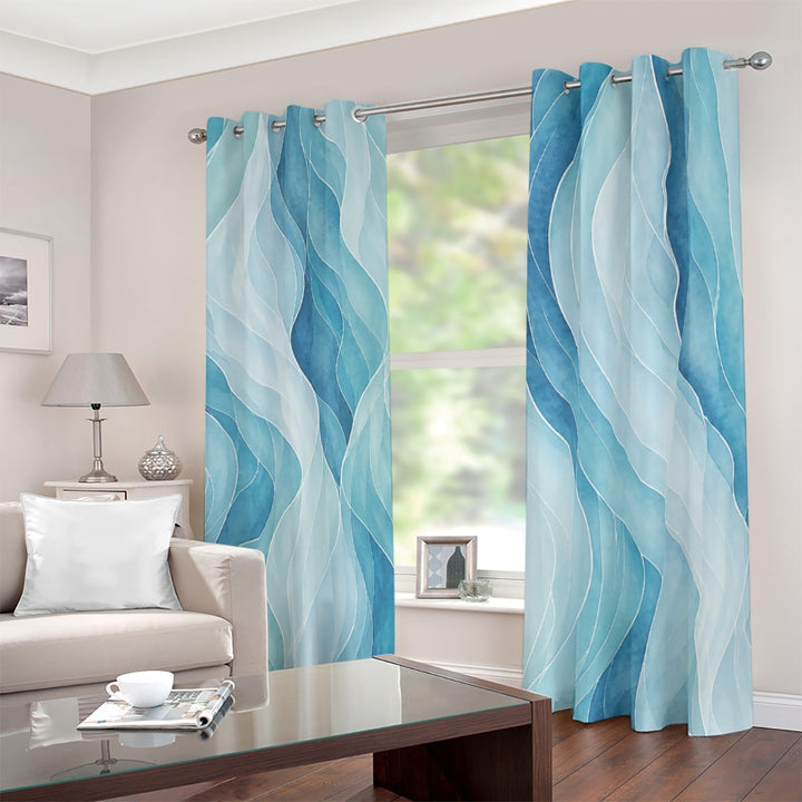 Ocean Waves Blackout Grommet Curtains | 265(gsm)