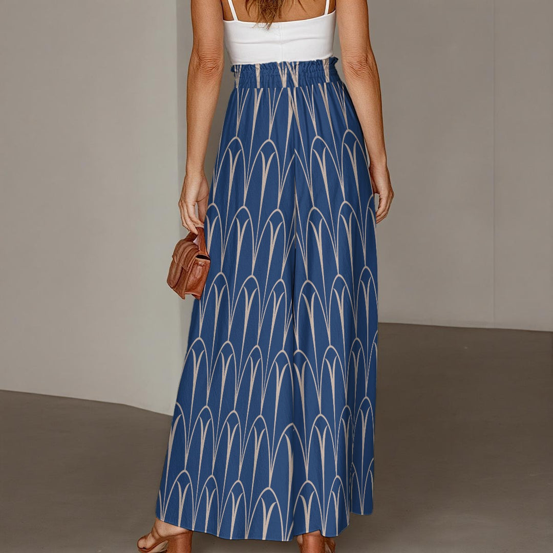 Classic Blue Women's Ruffled Wide-Leg Pants