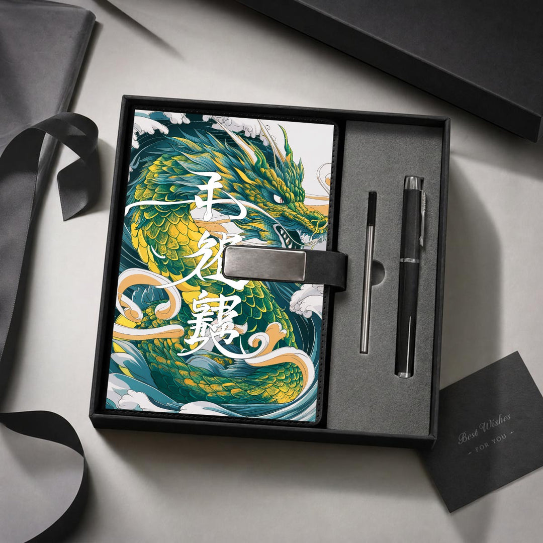Japanese Dragon Notebook Gift Set with Metal Pen
