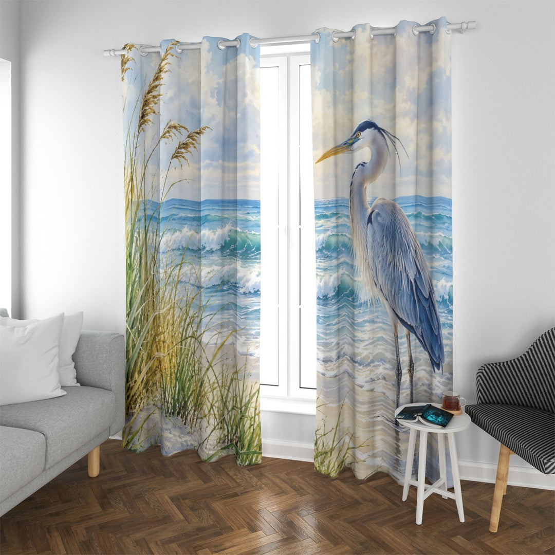 Heron Love Blackout Grommet Curtains | Coastal 2-Panel Set