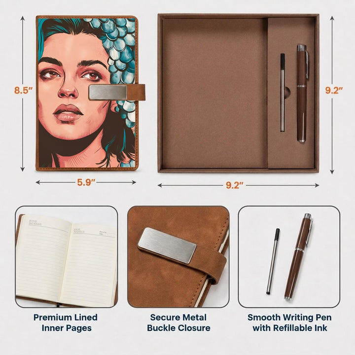 Ocean Woman Notebook Gift Set with Metal Pen