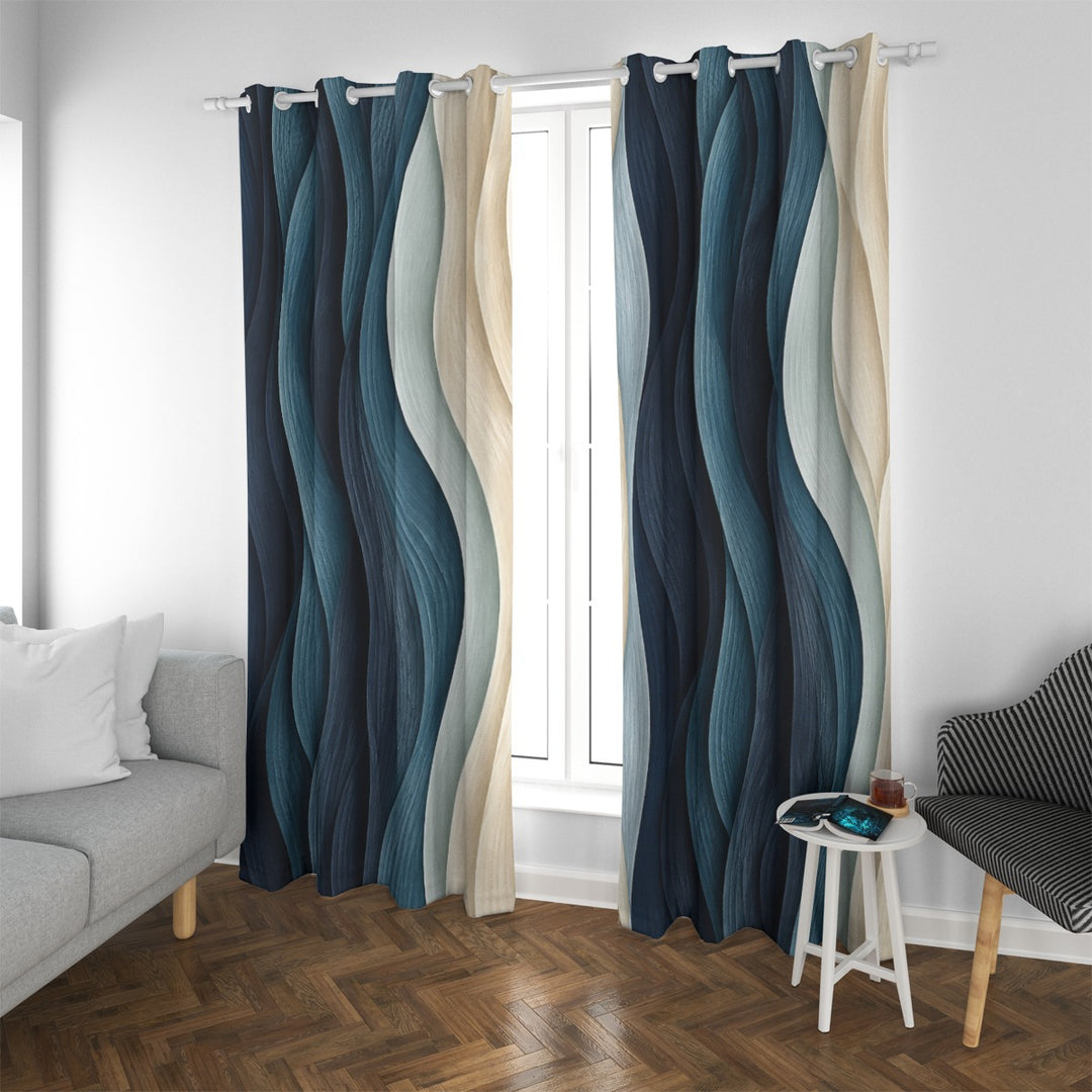 Waves Blackout Grommet Curtains | 265(gsm)