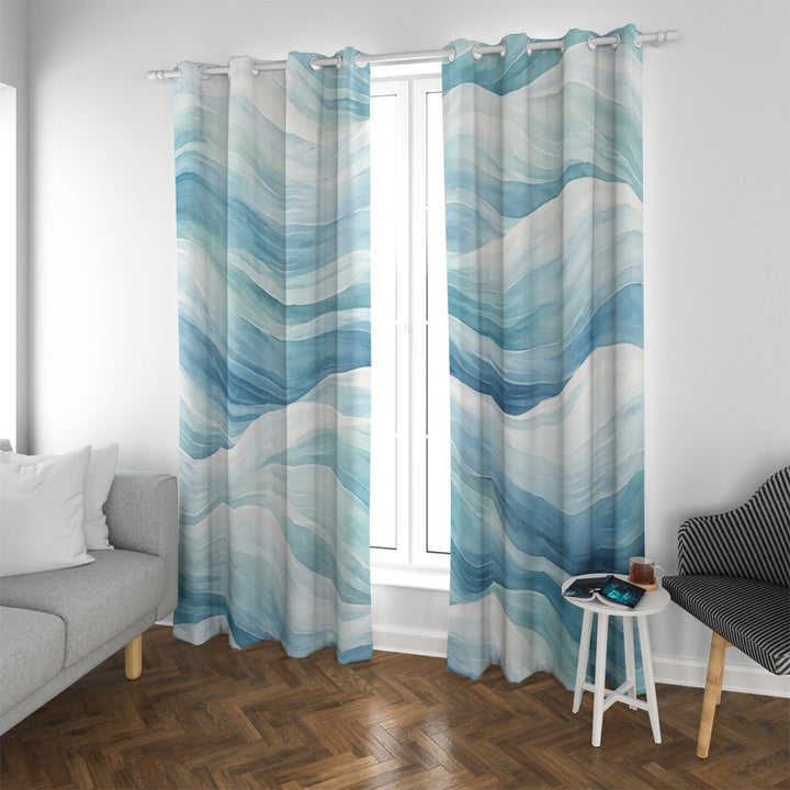 Ocean Blues Blackout Grommet Curtains | Coastal 2-Panel Set