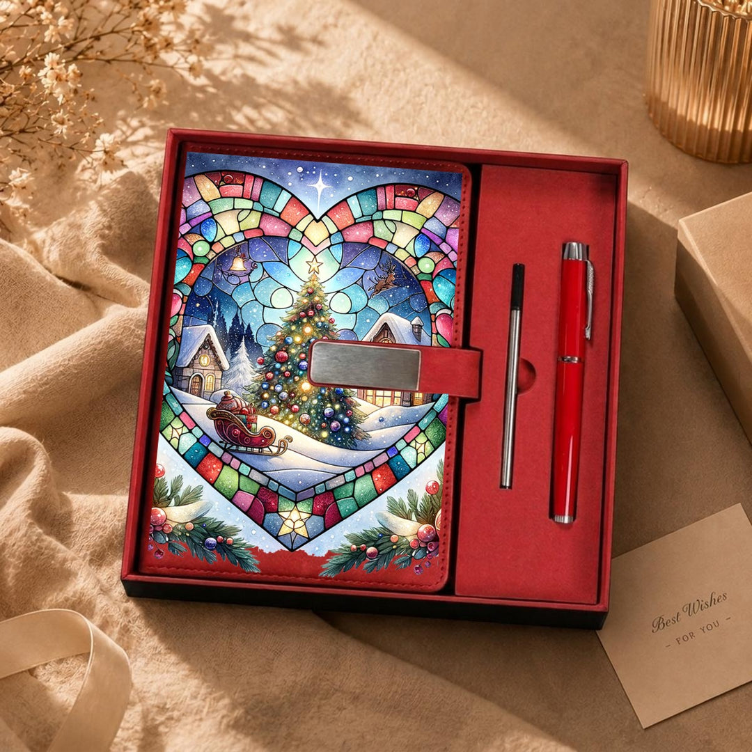 Merry Christmas Notebook Gift Set with Metal Pen