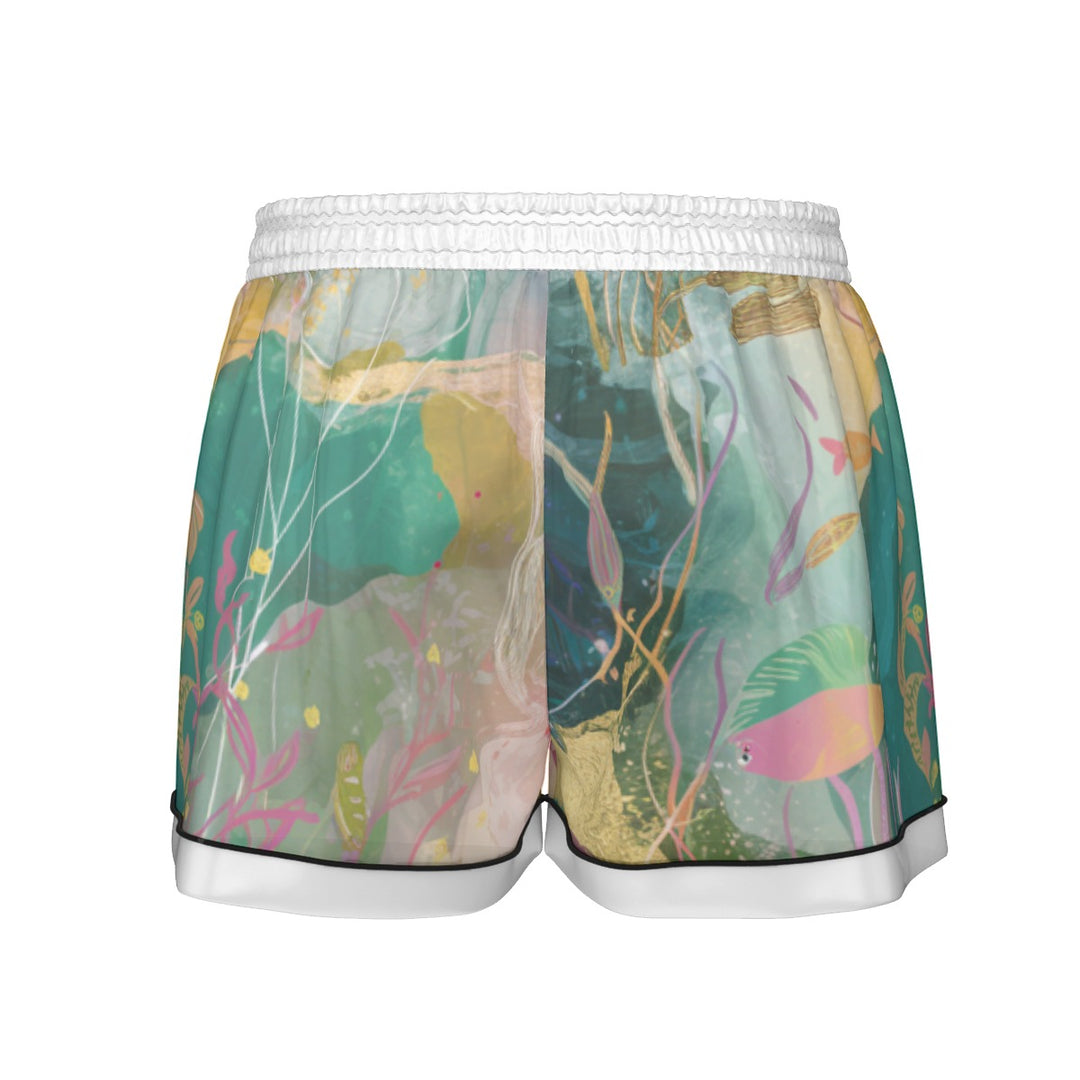 Ocean Life Women's Imitation Silk Pajama Set With Short Sleeve