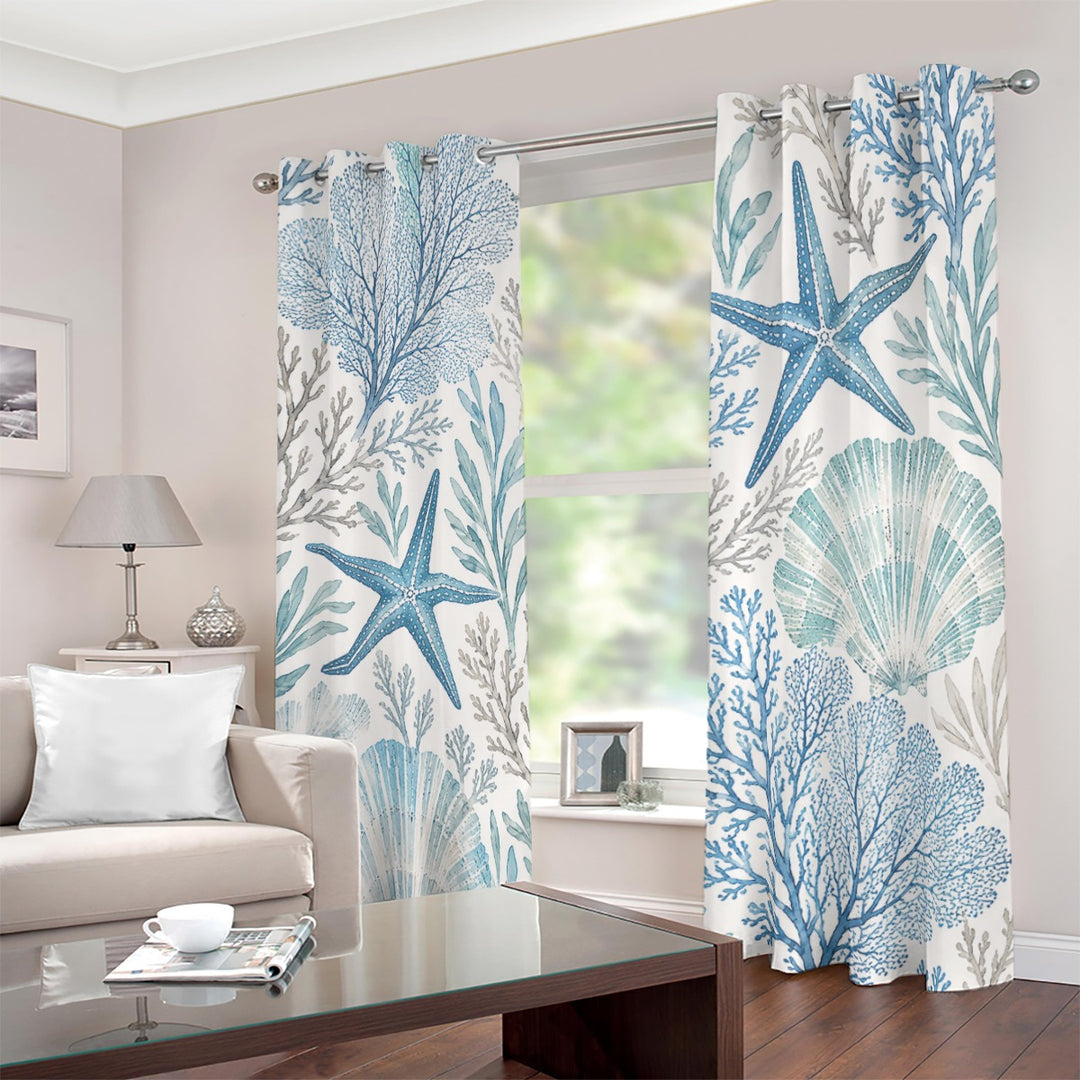 Starfish Blackout Grommet Curtains | Coastal 2-Panel Set