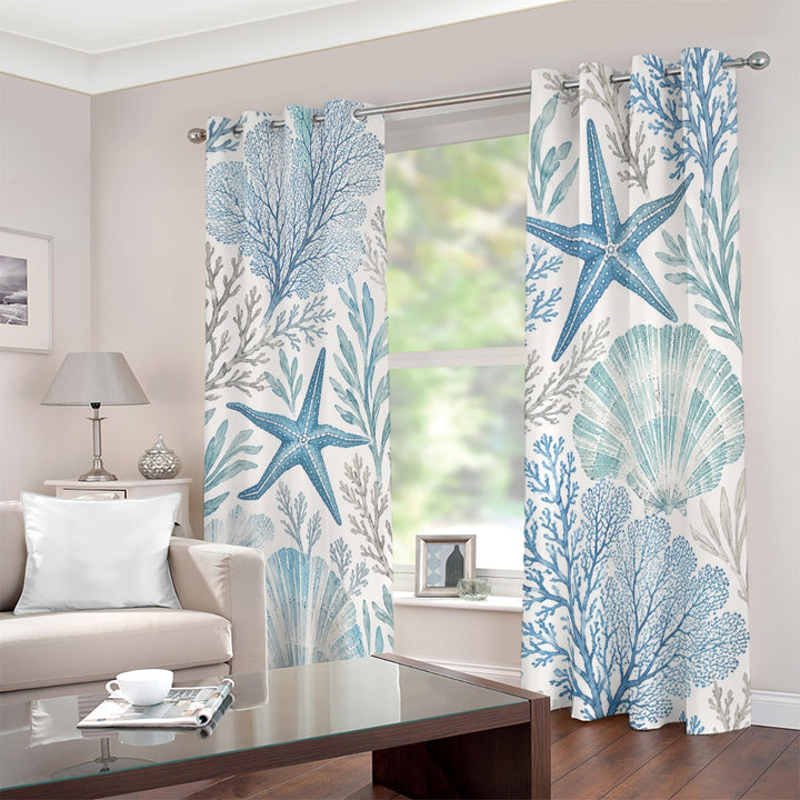 Starfish Blackout Grommet Curtains | Coastal 2-Panel Set