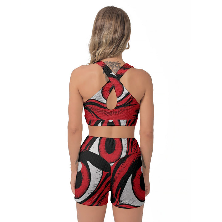 Red Eye Women’s Sports Bra and Shorts Set