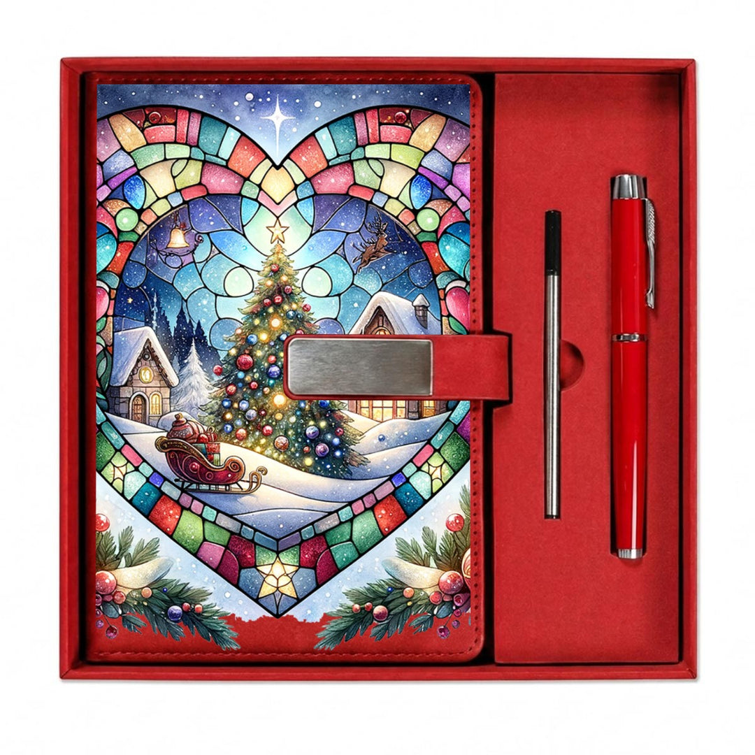 Merry Christmas Notebook Gift Set with Metal Pen