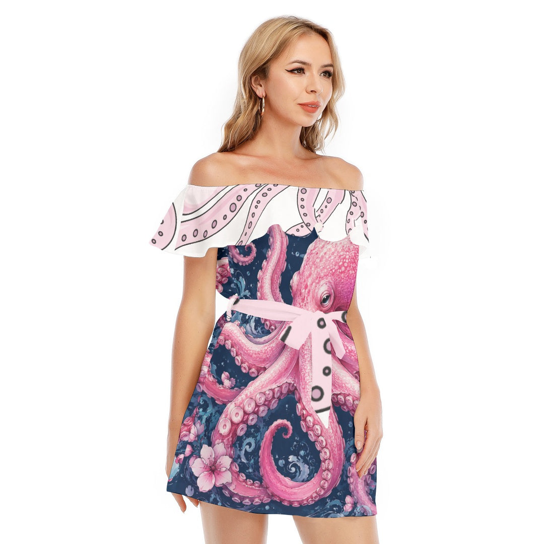 Octopus Pretty Women’s Off-Shoulder Ruffle Dress