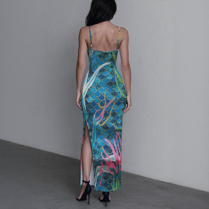 Mermaid Scale Party Women's Long Dress with Slit