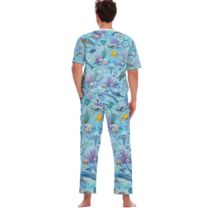 Coastal Vibes Unisex Scrub Set With Six Pocket