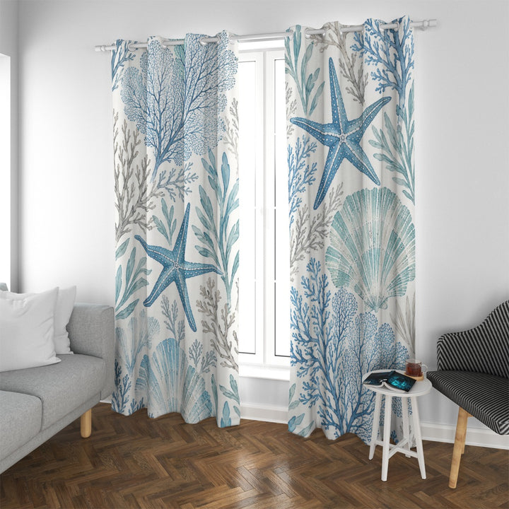 Starfish Blackout Grommet Curtains | Coastal 2-Panel Set