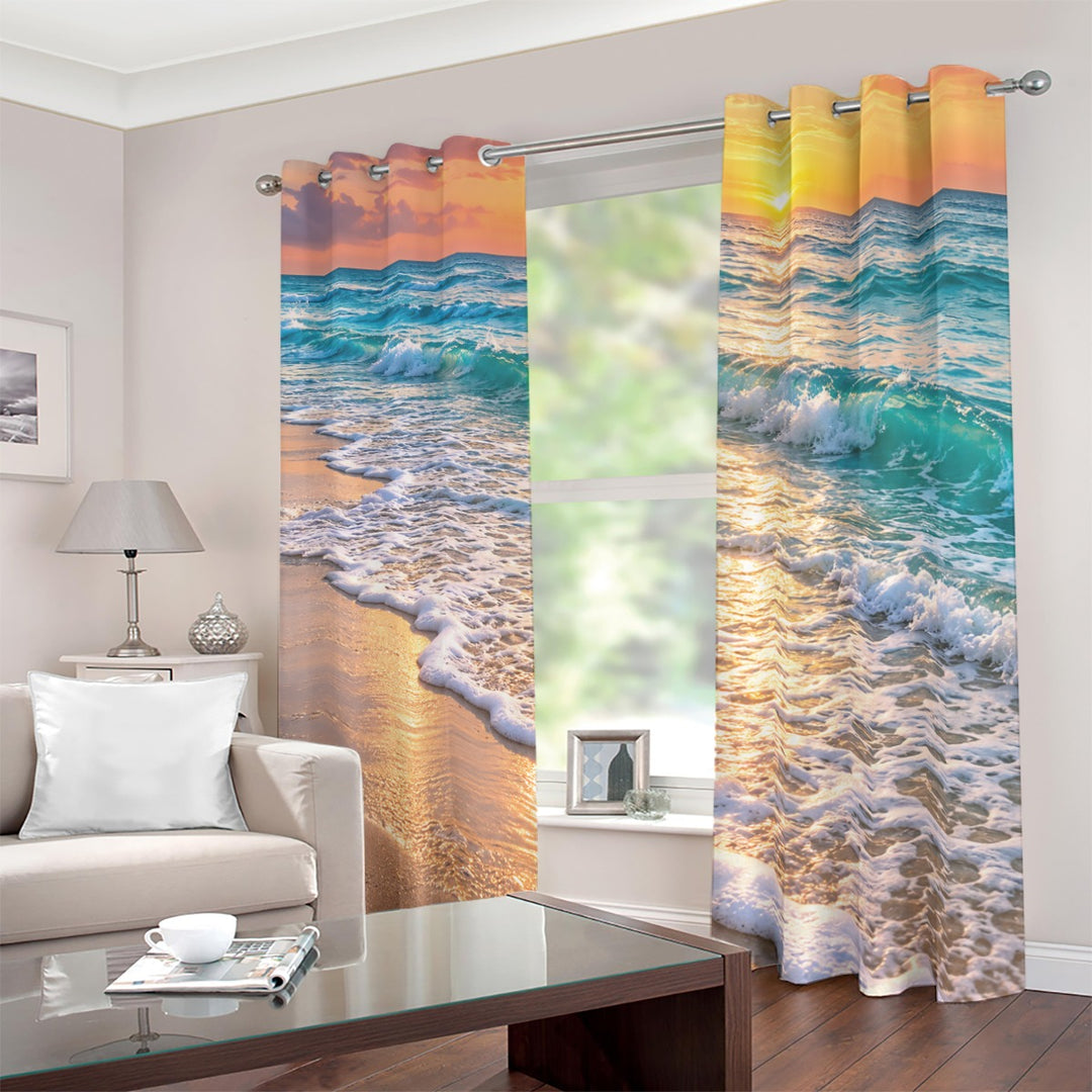 Ocean Sunset Blackout Grommet Curtains | 265(gsm)