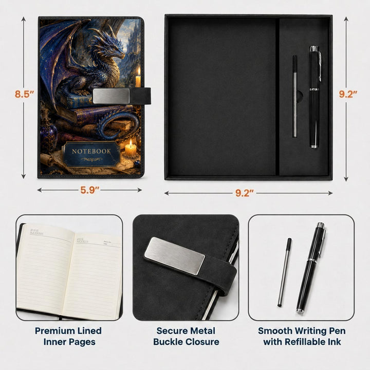 Dragon Journal Notebook Gift Set With Metal Pen