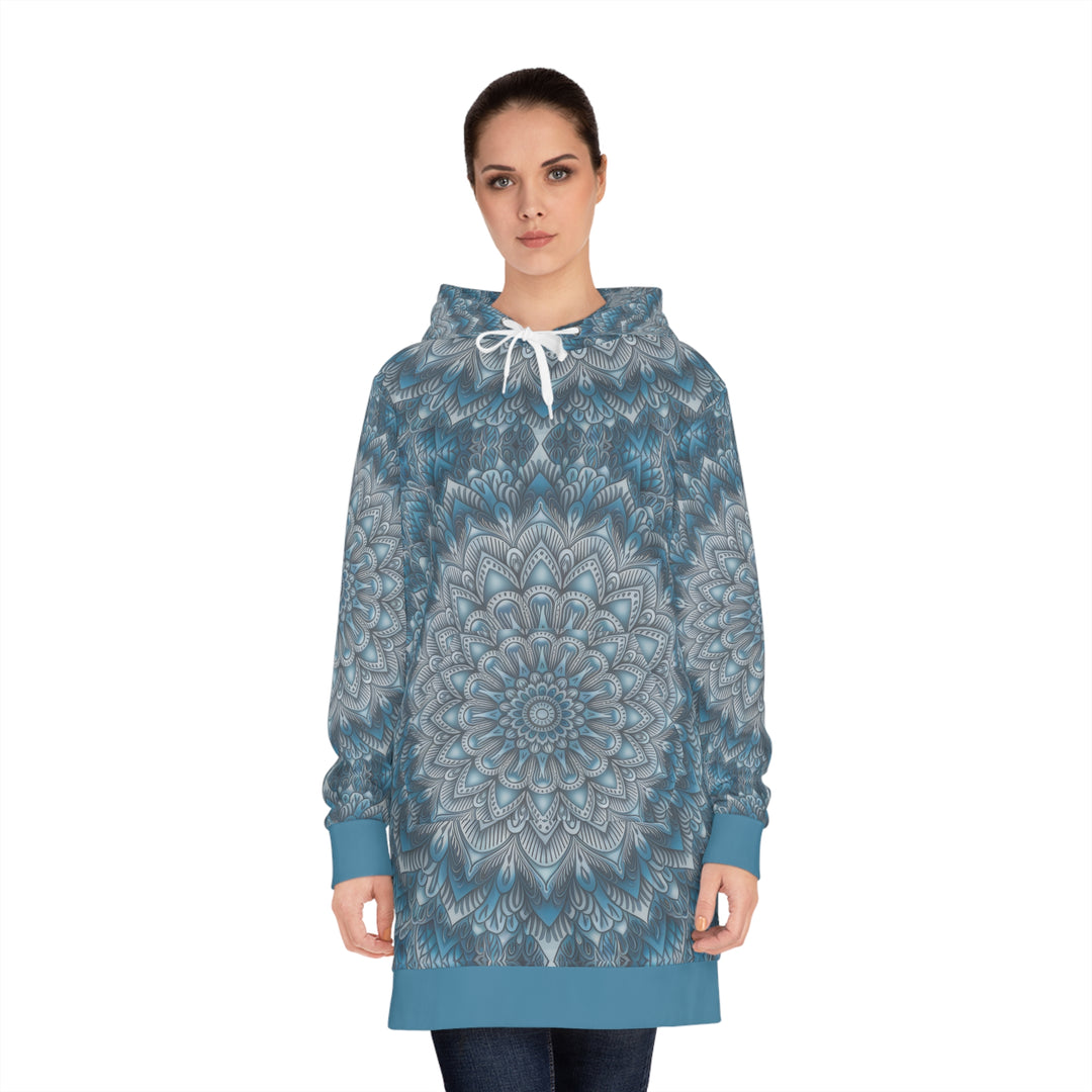 Blue Mandala Hoodie Dress