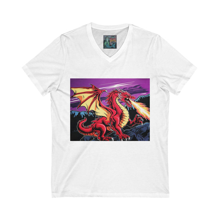 Unisex Jersey Short Sleeve V-Neck Tee - Conquering Dragon