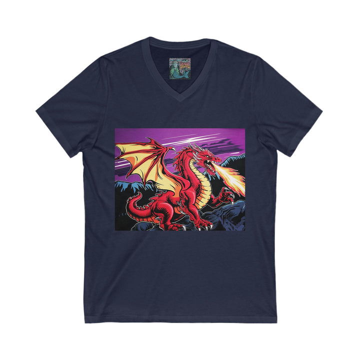 Unisex Jersey Short Sleeve V-Neck Tee - Conquering Dragon