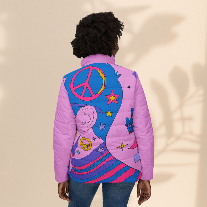 Women’s Colorful Puffer Jacket - No More War Design