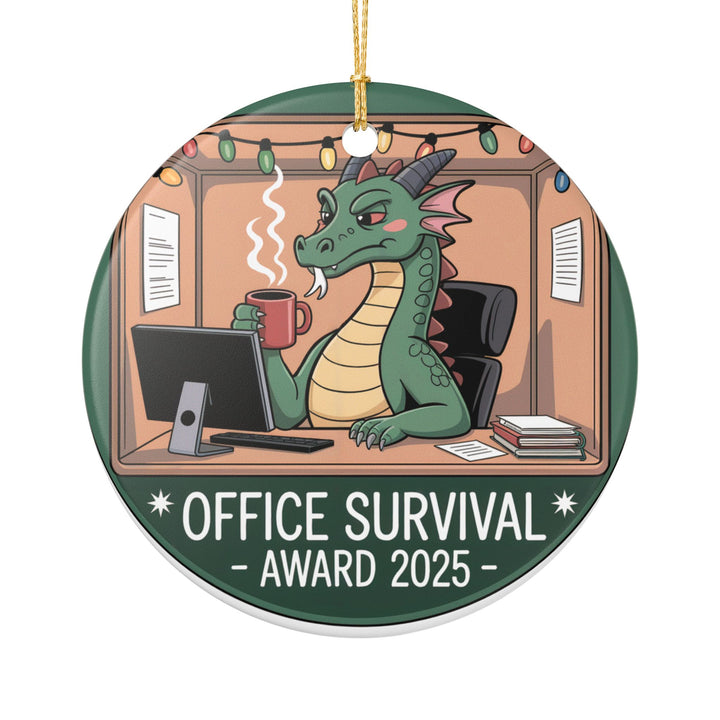 Office Survival Award Ceramic Ornament – Funny Workplace Holiday Keepsake Gift
