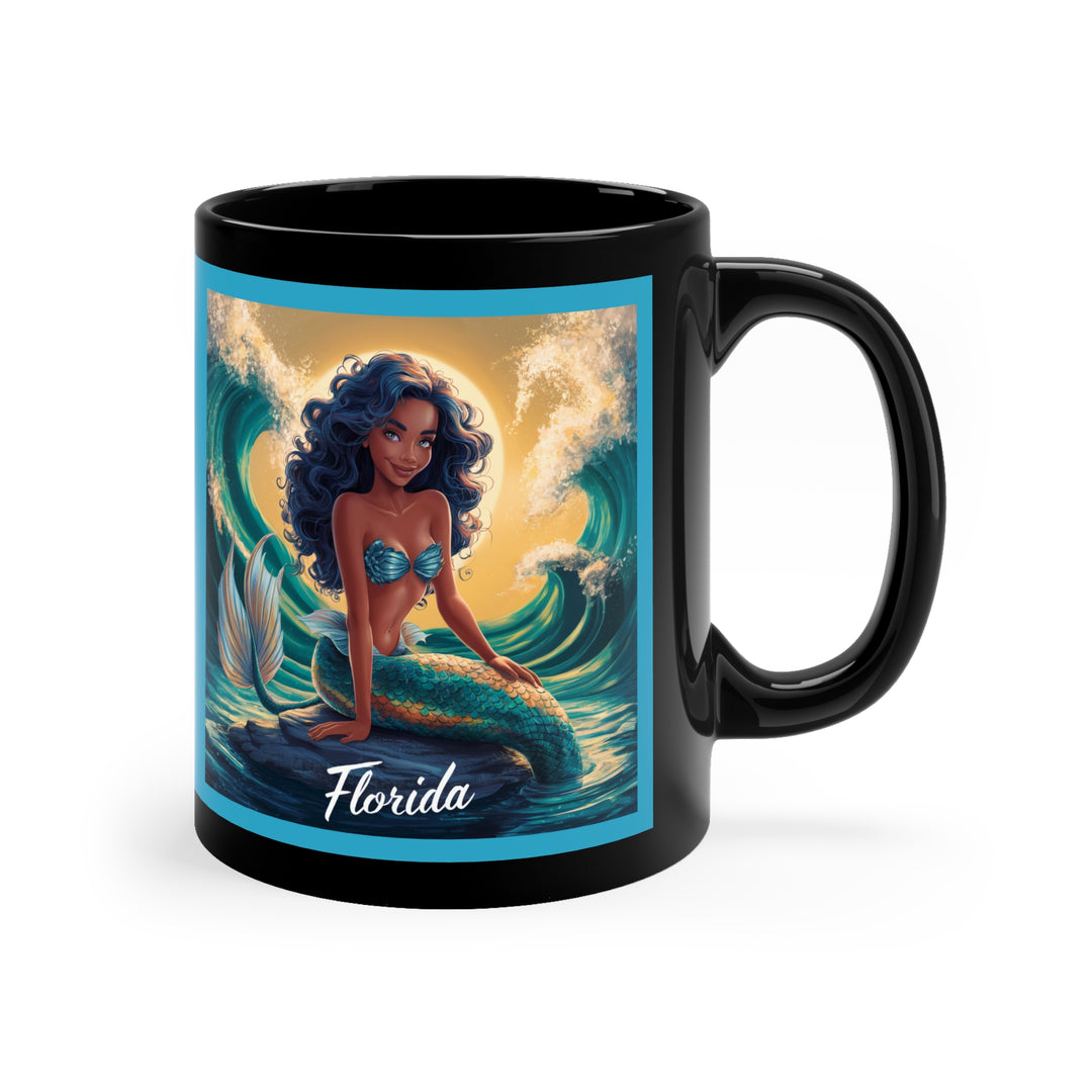 Black Coffee Mug, 11oz - Florida Mermaid