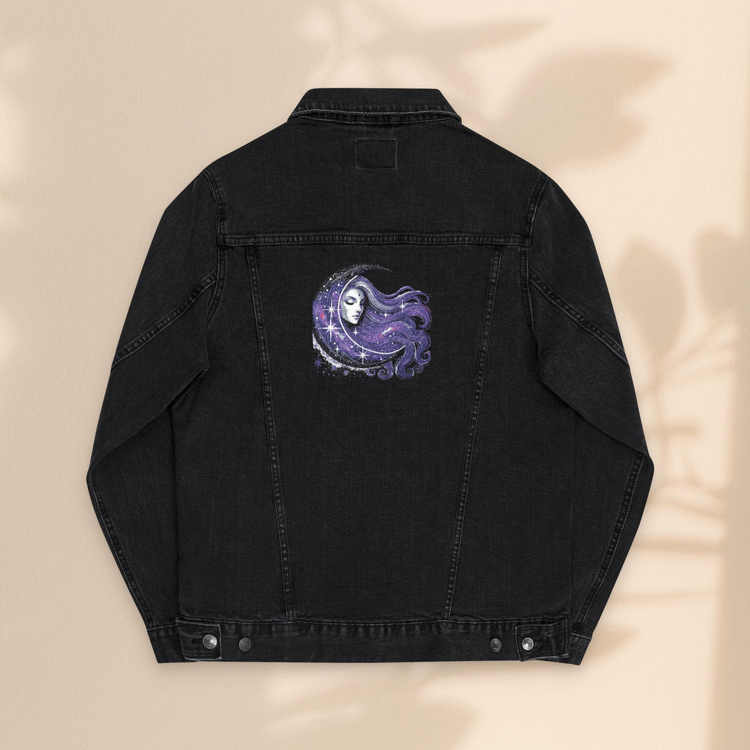 Moon Woman Bohemian Embroidered Denim Jacket – Trendy White Jean Festival Wear & Unique Gift