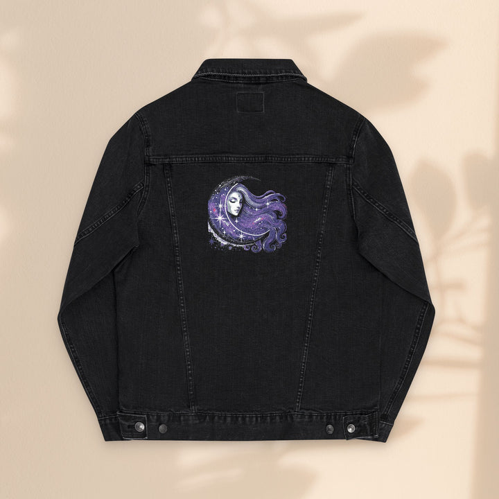 Moon Woman Bohemian Embroidered Denim Jacket – Trendy White Jean Festival Wear & Unique Gift