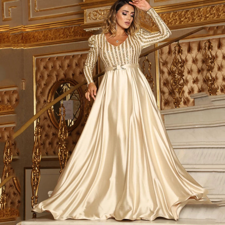 Women’s V-Neck Swing Evening Maxi Dress