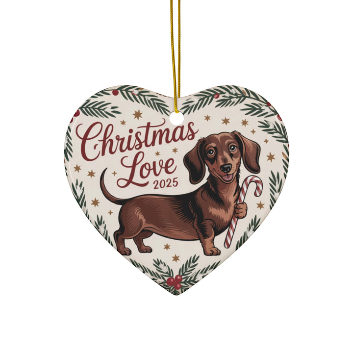 Dachshund Love Christmas Ceramic Ornament – Cute Holiday Keepsake Gift