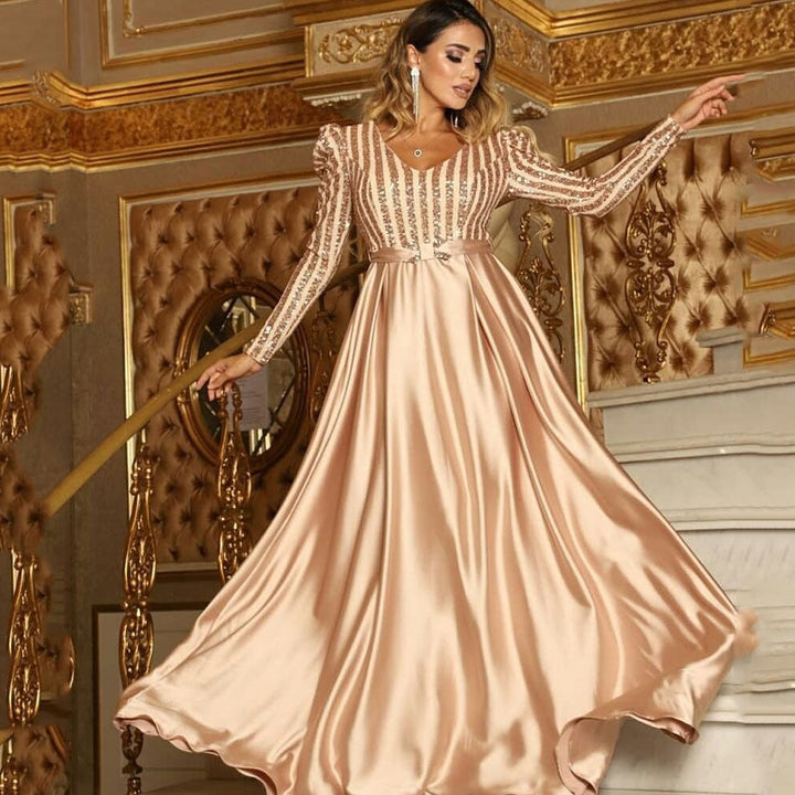 Women’s V-Neck Swing Evening Maxi Dress