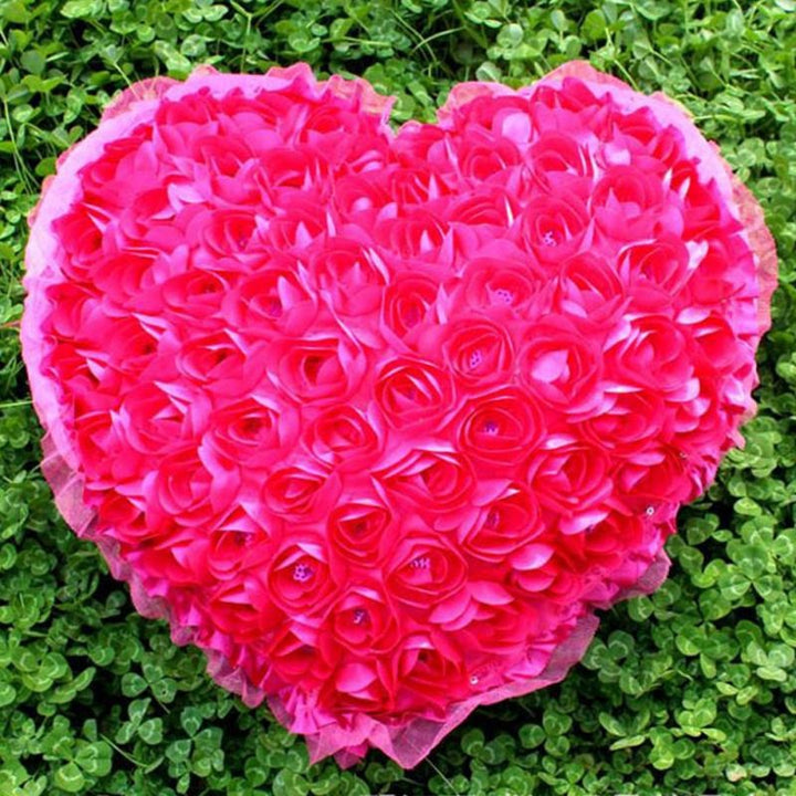 Rose Love Heart-Shaped Plush Pillow