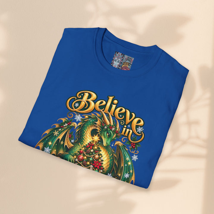 Believe in Christmas Magic T-Shirt – Festive Dragon Holiday Tee