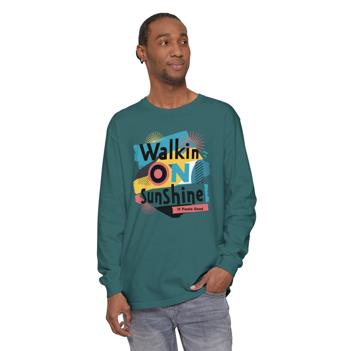 Unisex Garment-dyed Long Sleeve T-Shirt - Walking On Sunshine