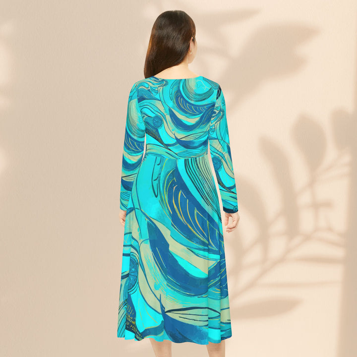 Women's Long Sleeve Dance Dress - Water Waves