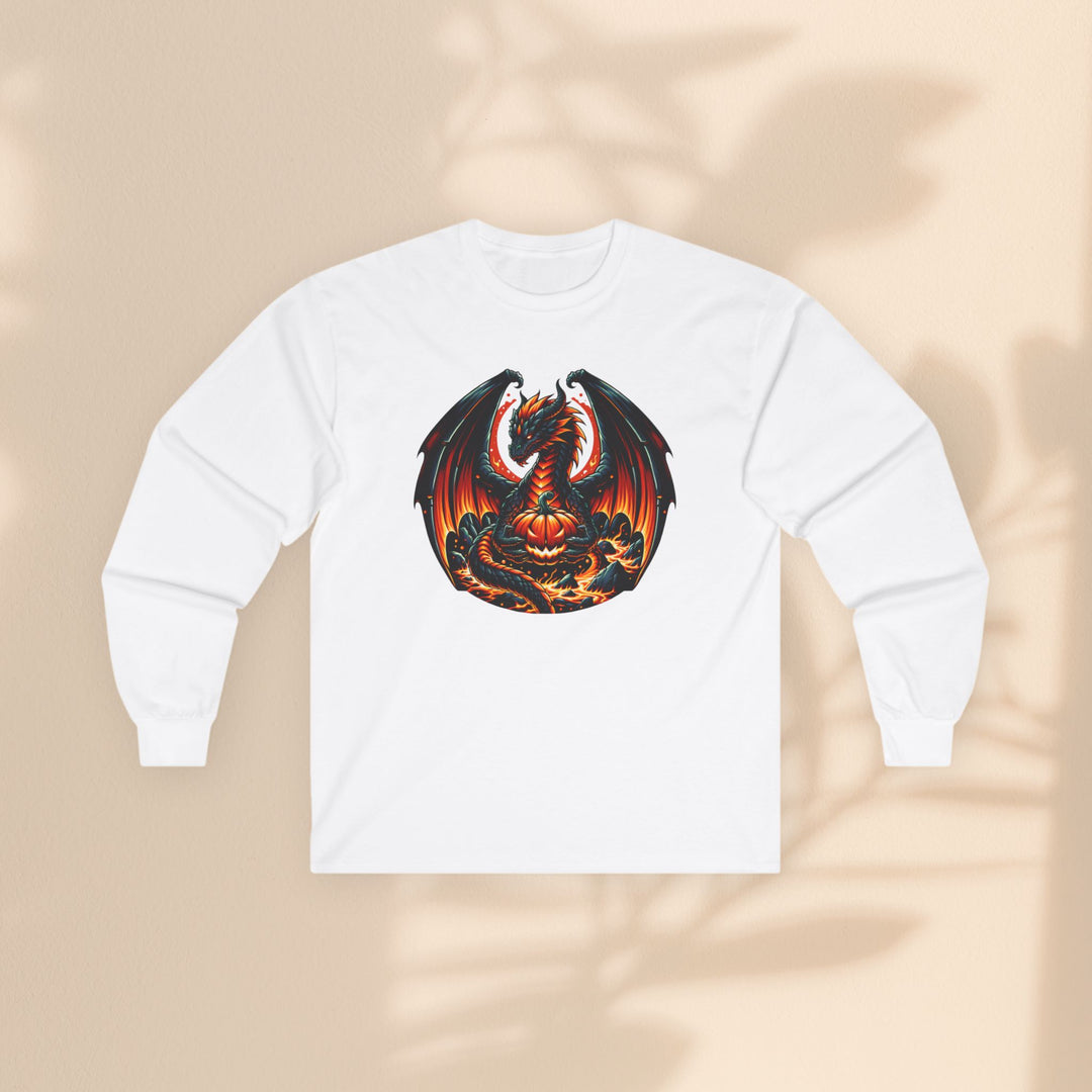 Dragon Emblem Unisex Long Sleeve Tee – Casual Fantasy Graphic Shirt for Halloween & Geek Culture