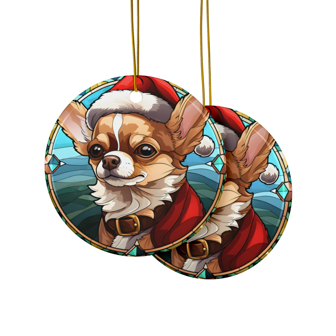 Ceramic Ornaments, 2-Side Print, (1pc, 3pcs, 5pcs, 10pcs) - Chihuahua Christmas