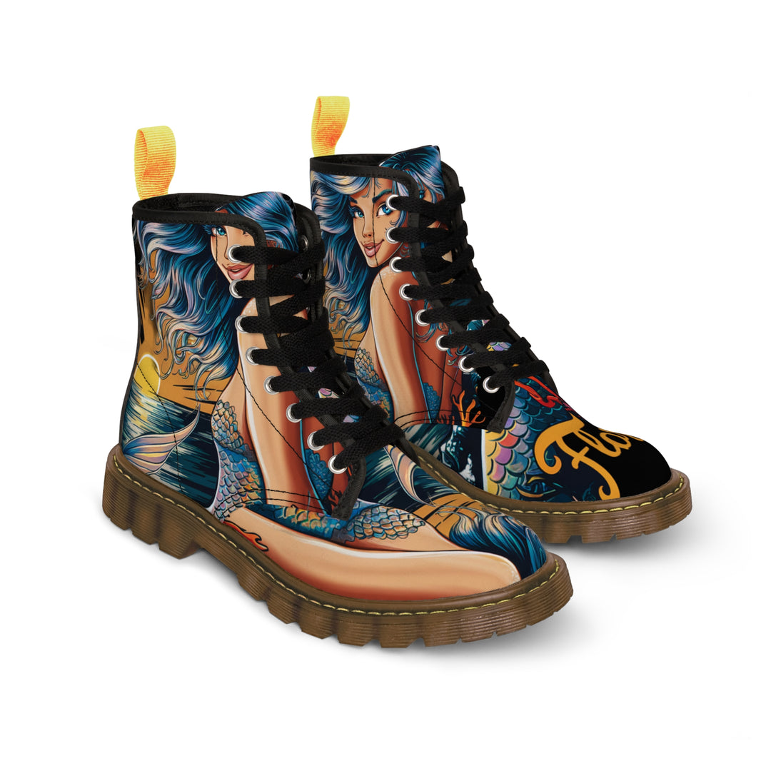 Women's Canvas Boots - Florida Mermaid