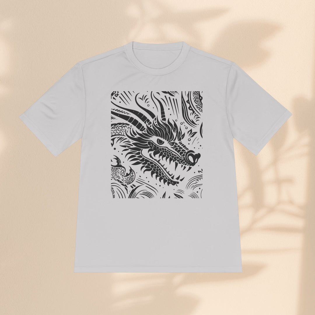 Unisex Moisture Wicking Tee - Dragon Black and White