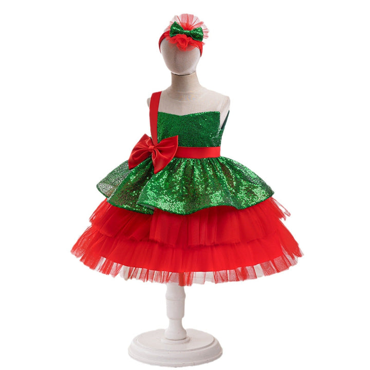 Girls’ Christmas Holiday Outfit with Matching Headwear