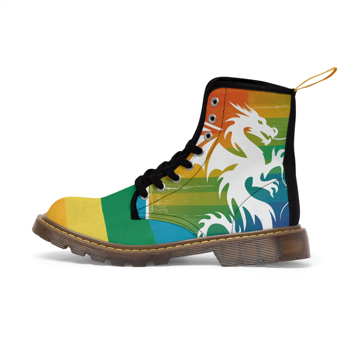 Women's Canvas Boots - Striped Dragon