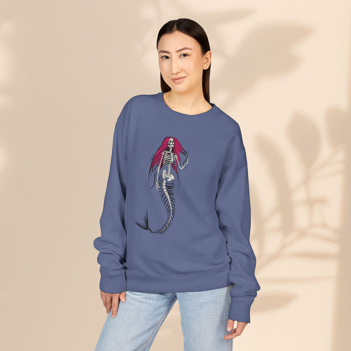 Crewneck Sweatshirt — Gothic Mermaid Skeleton Graphic