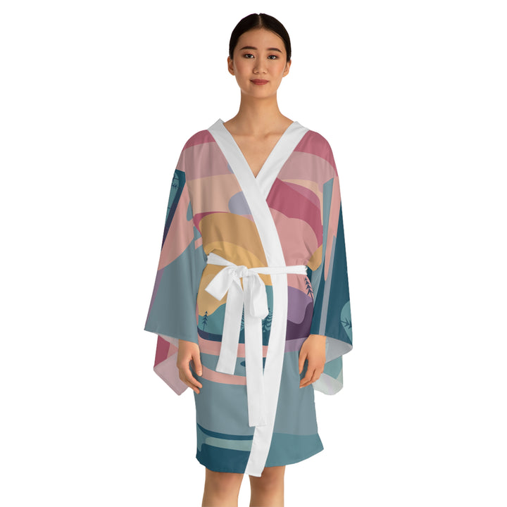 Long Sleeve Kimono Robe - Pastel Scene