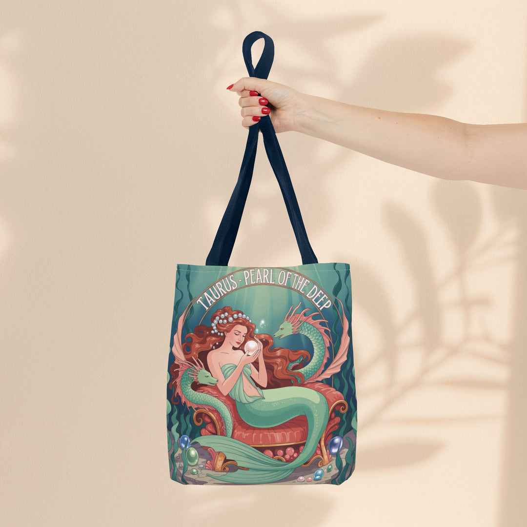 Taurus Mermaid Tote Bag, Taurus Zodiac, Ocean Lover Gift, Beach Accessory, Astrology Decor, Unique Shopping Bag