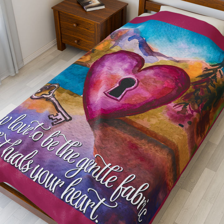 Inspirational Velveteen Plush Blanket - "Allow Love to Heal Your Heart"