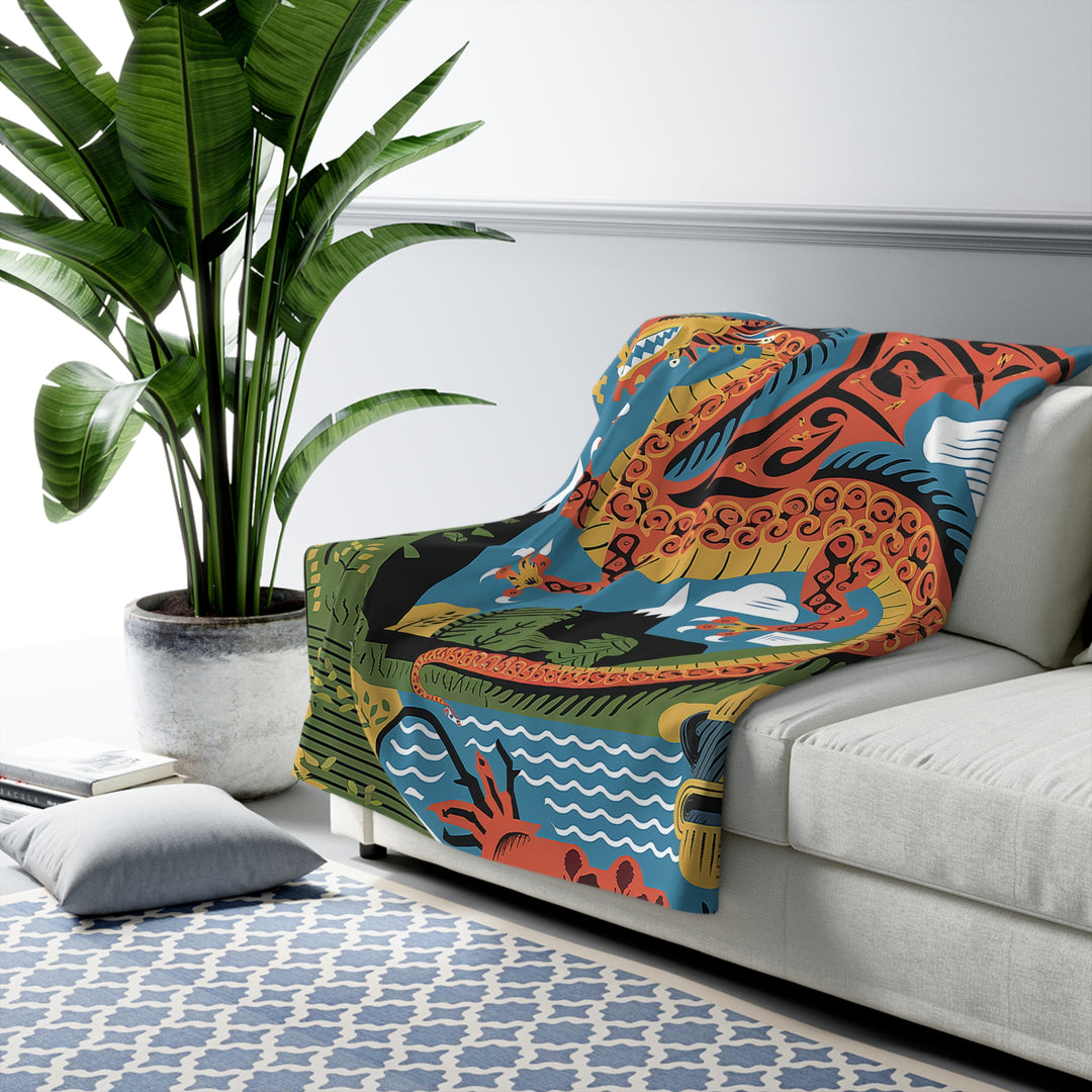 Mexican Dragon Sherpa Fleece Blanket – Cozy Home Décor & Gift for Dragon Lovers